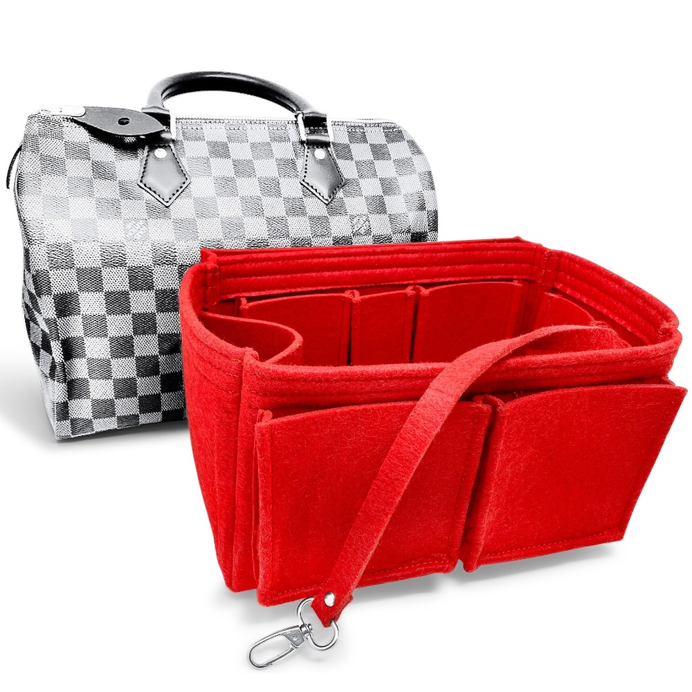 💎Louis Vuitton Speedy 35 Purse Organizer Insert Damier Abene Red 🔥 - Picture 2 of 8